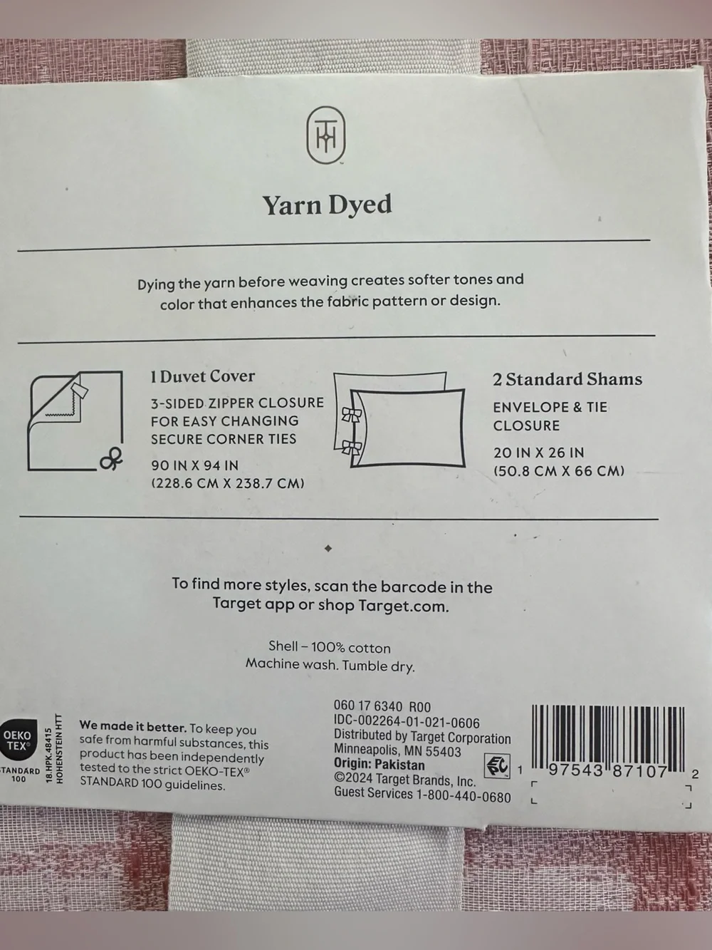 Target Threshold Pink Yarn-Dyed Cotton Duvet Cover Set Queen/Full New With Tags